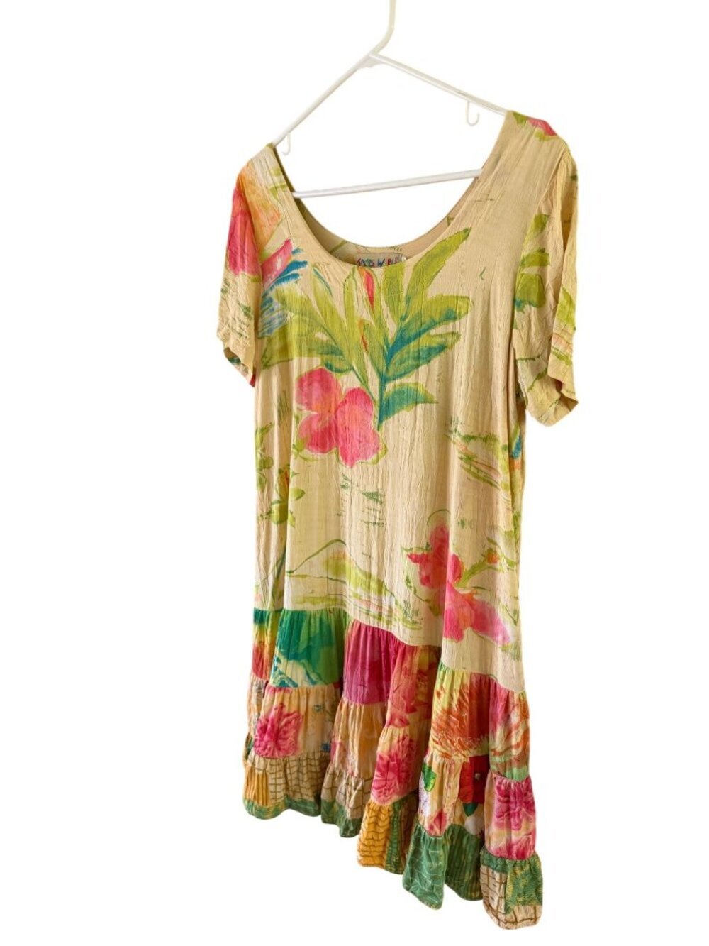 Jams World Womens Lagoon Print Scoop Hattie Mini Dress Size XL Rayon Vintage